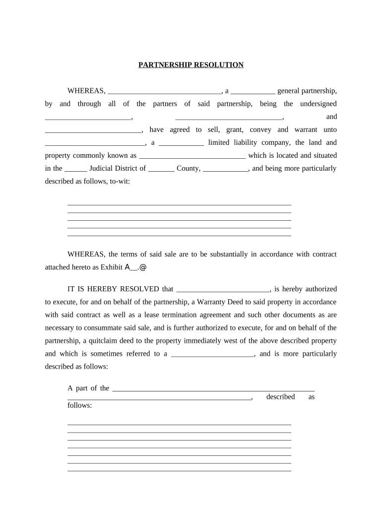 Partnership Resolution Format in Word