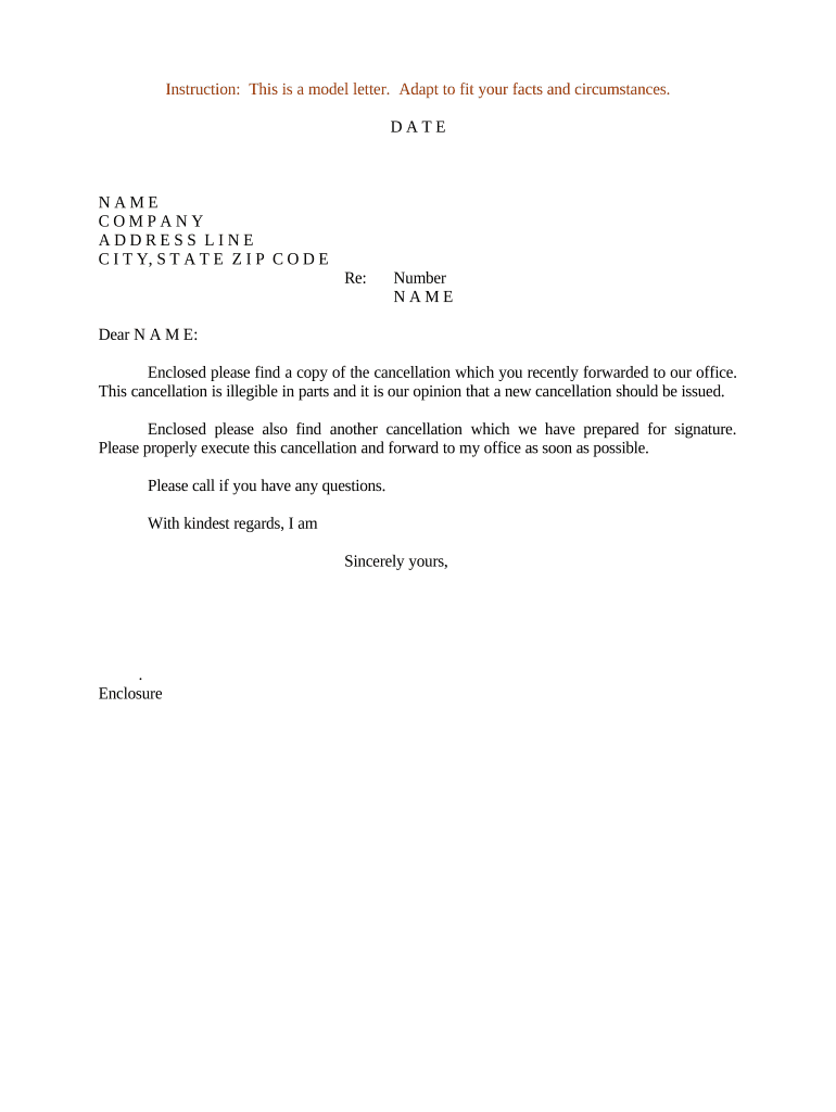 Sample Letter Cancellation  Form