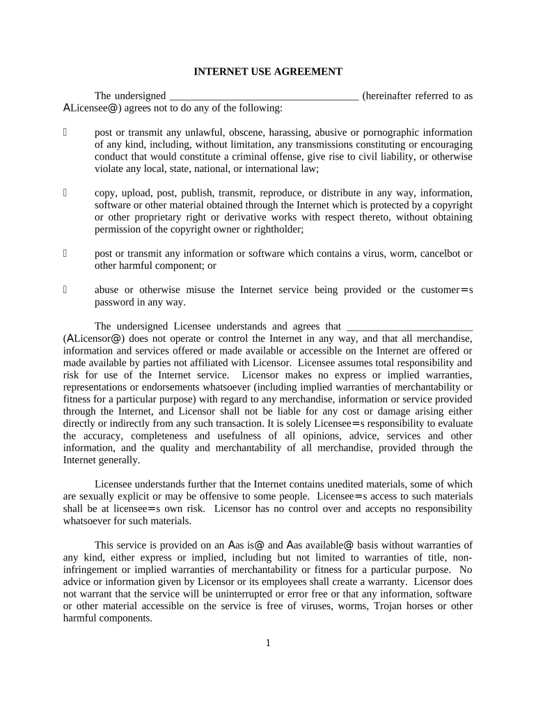 Use Agreement  Form