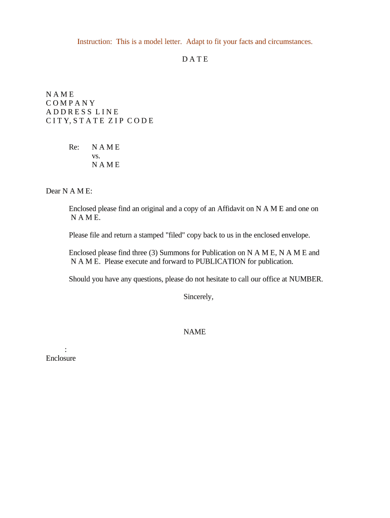 Sample Letter for Package of Letters  Form
