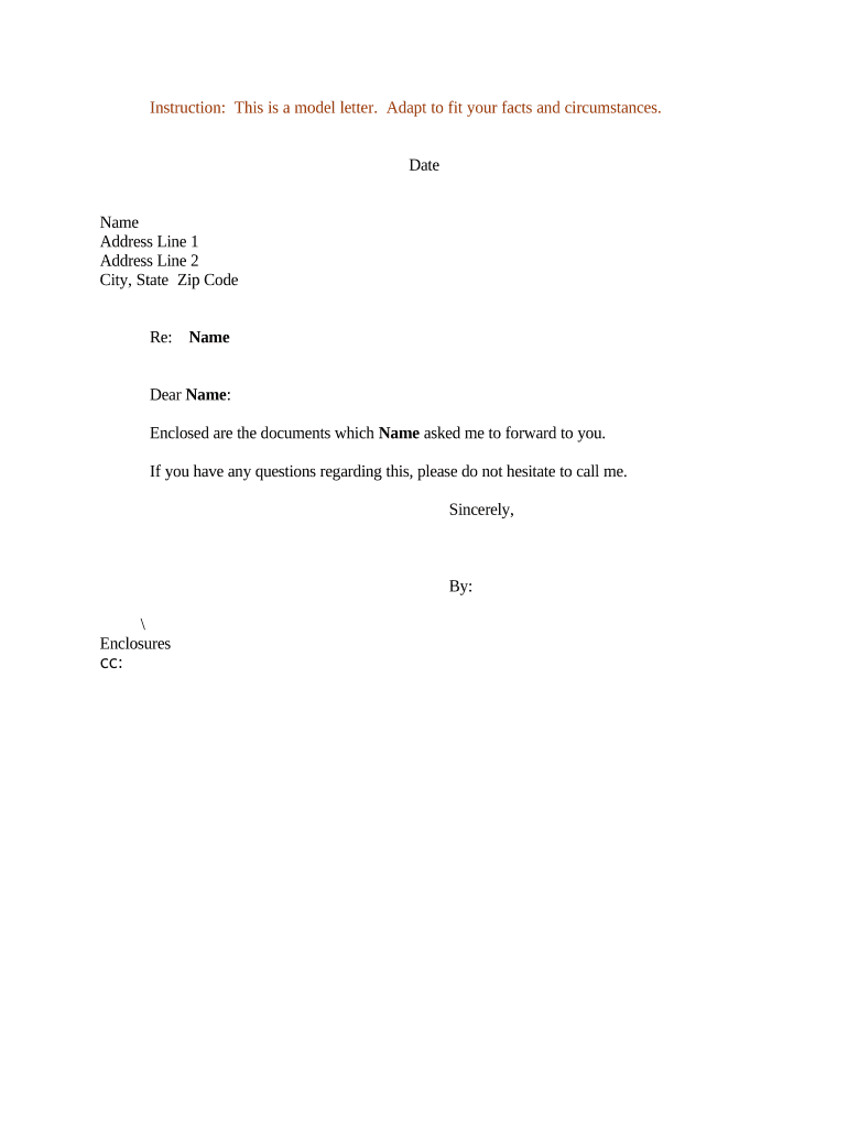 Fill and Sign the Sample Letter for Forwarding of Documentation Form