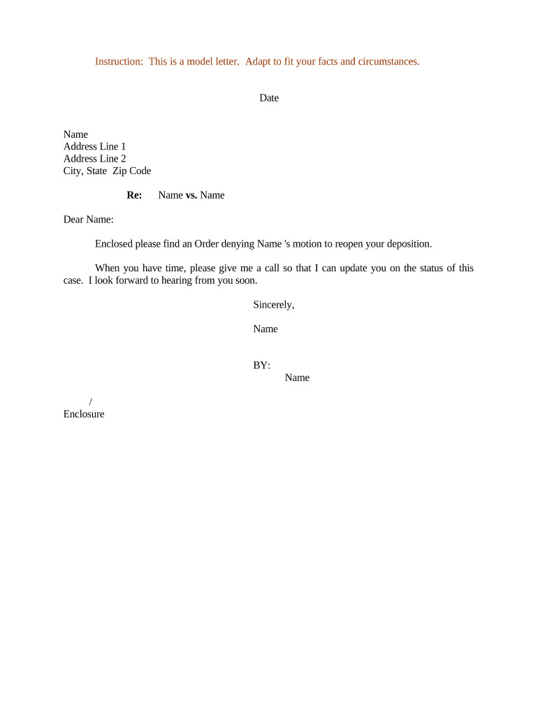 Sample Letter Motion Reopen  Form