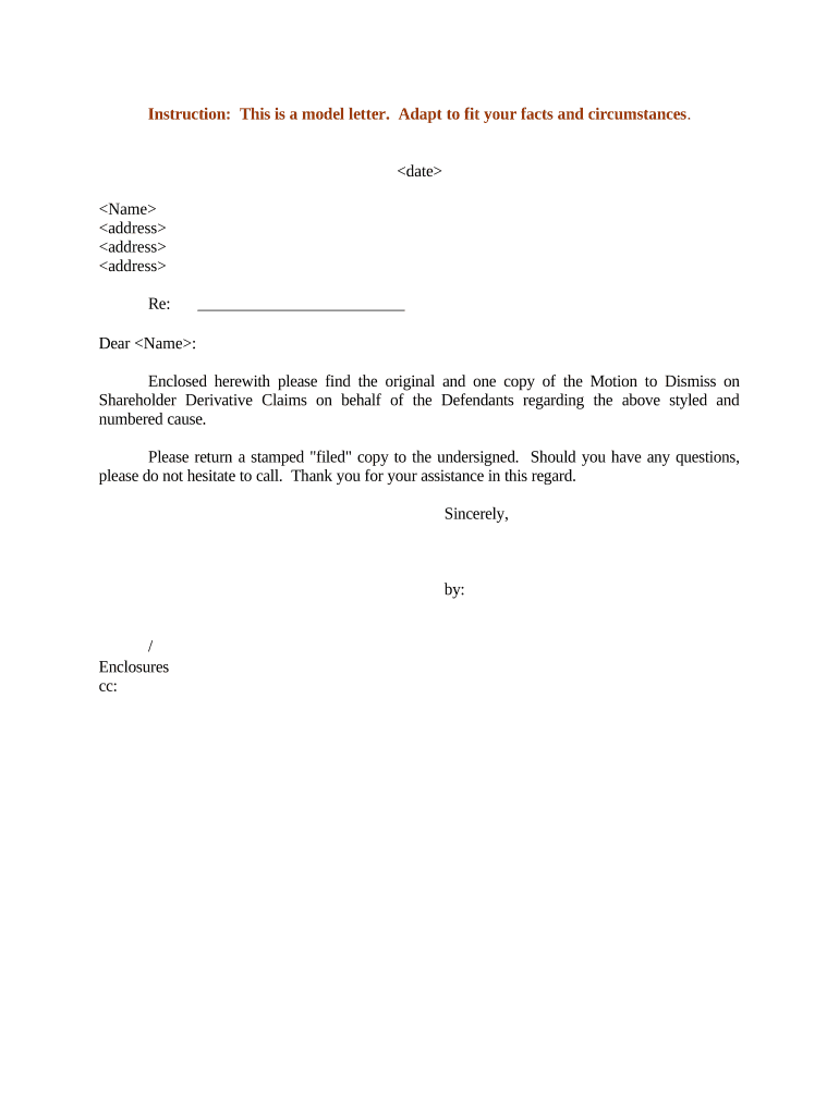 Sample Motion to Dismiss  Form