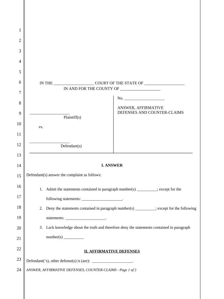 Civil Answer  Form