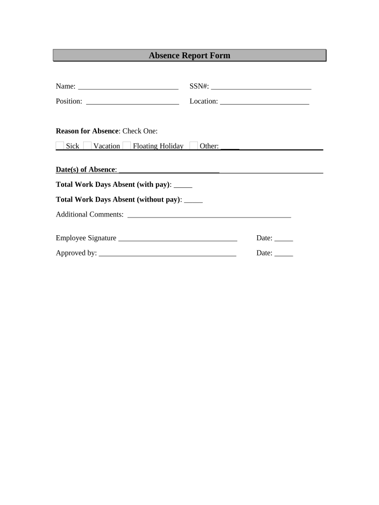 Absence Report  Form