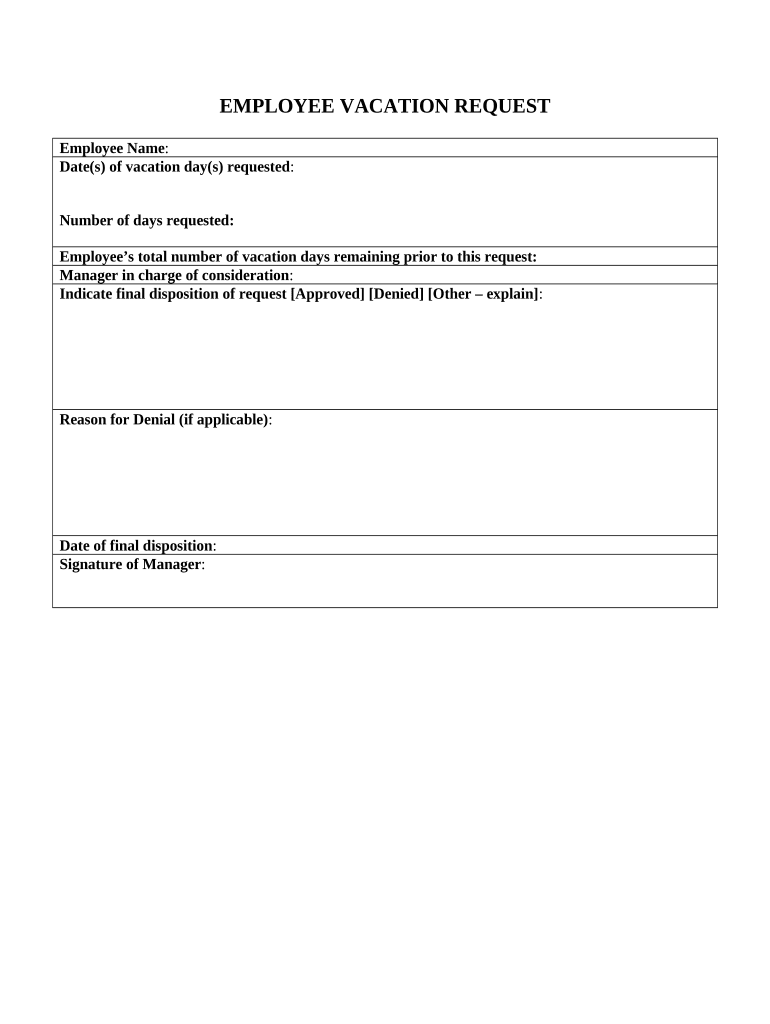 Employee Vacation Request Form