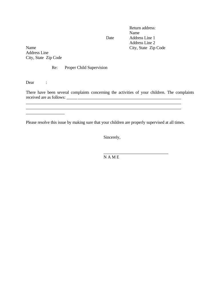 Letter Warning Behavior  Form