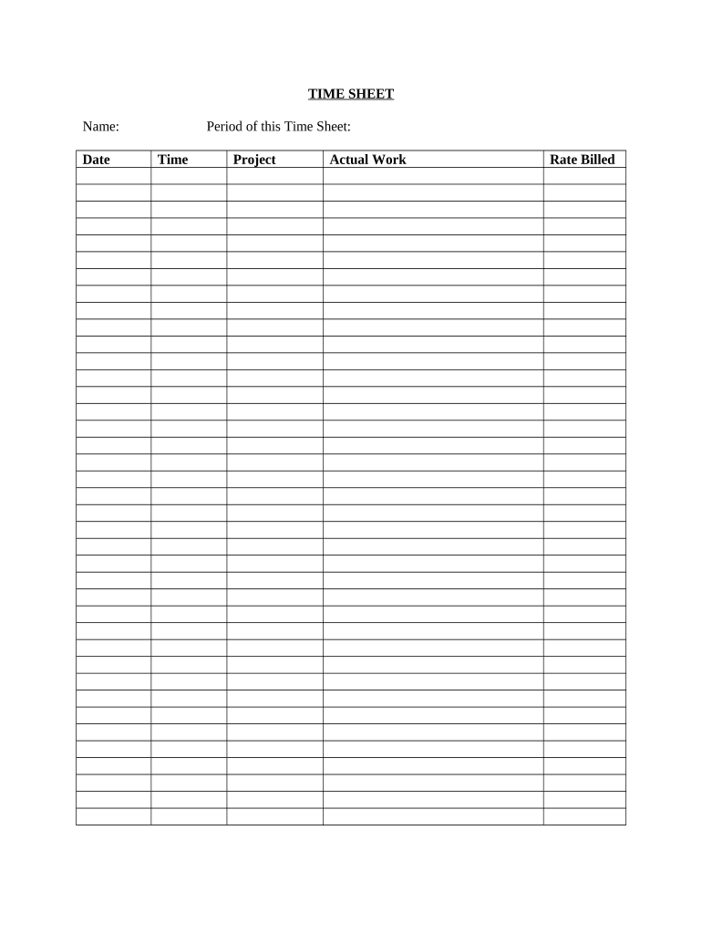 Fill and Sign the Employee Time Sheet Form