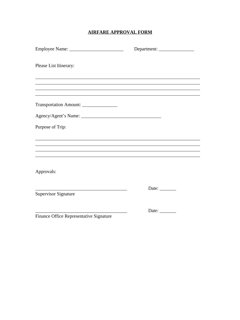 Airfare Approval Form