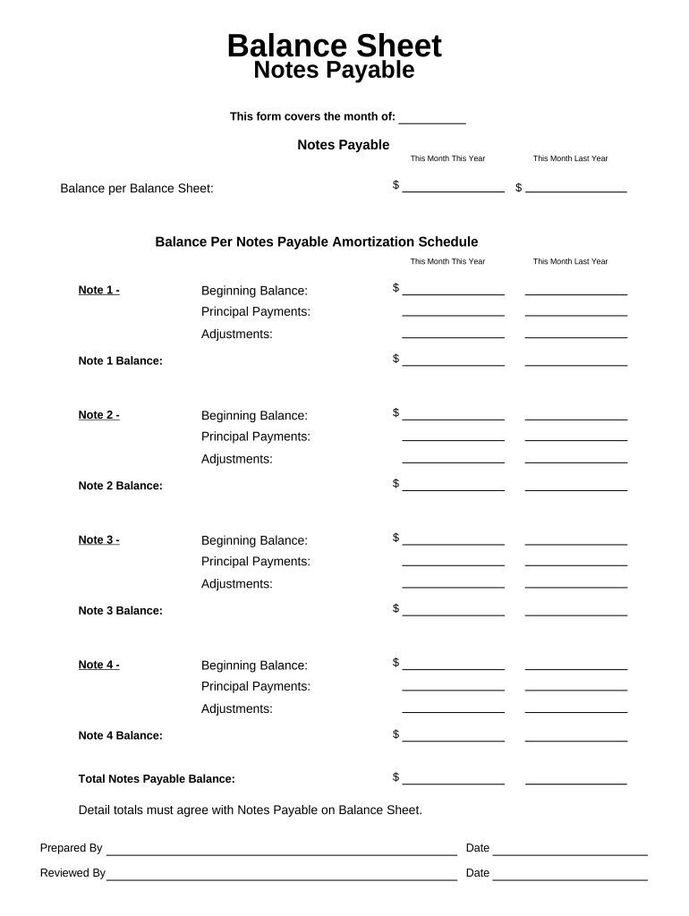 Balance Sheet Form