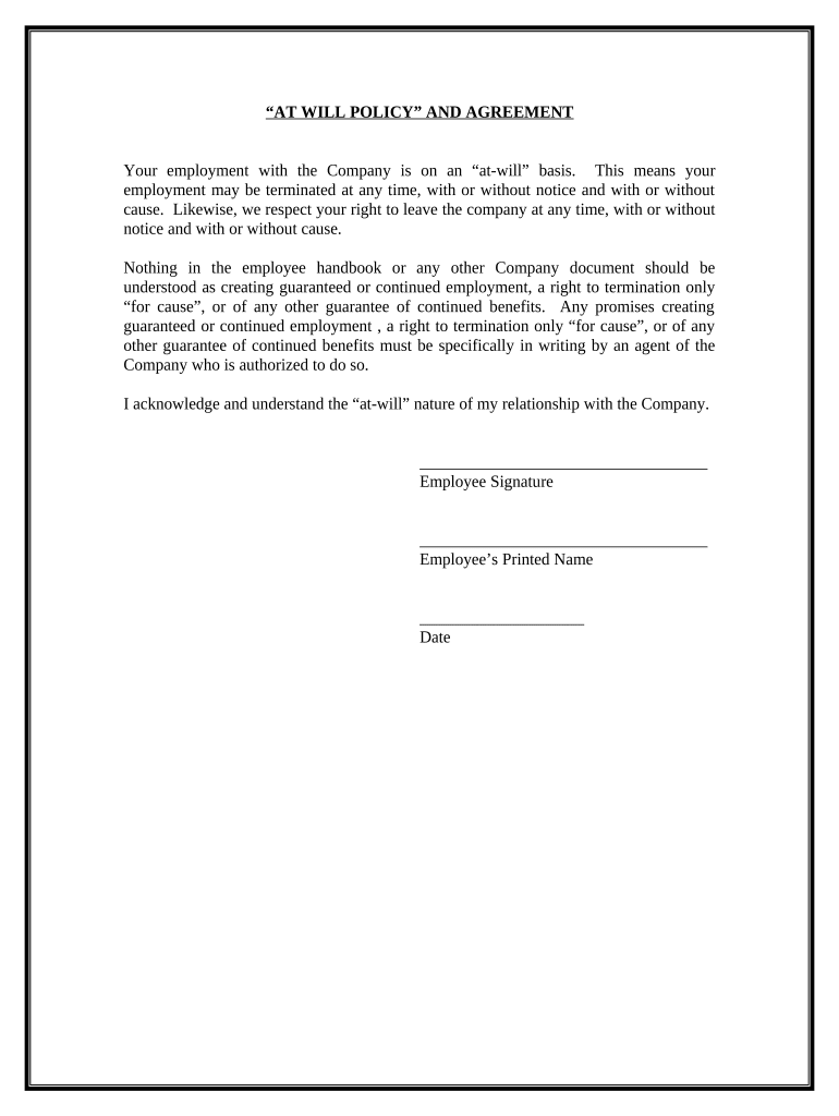 Policy Agreement Form