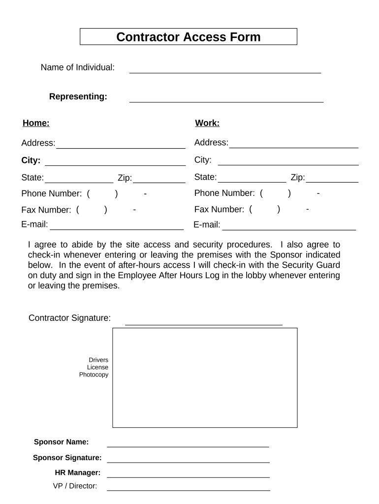 Contractor Access Form