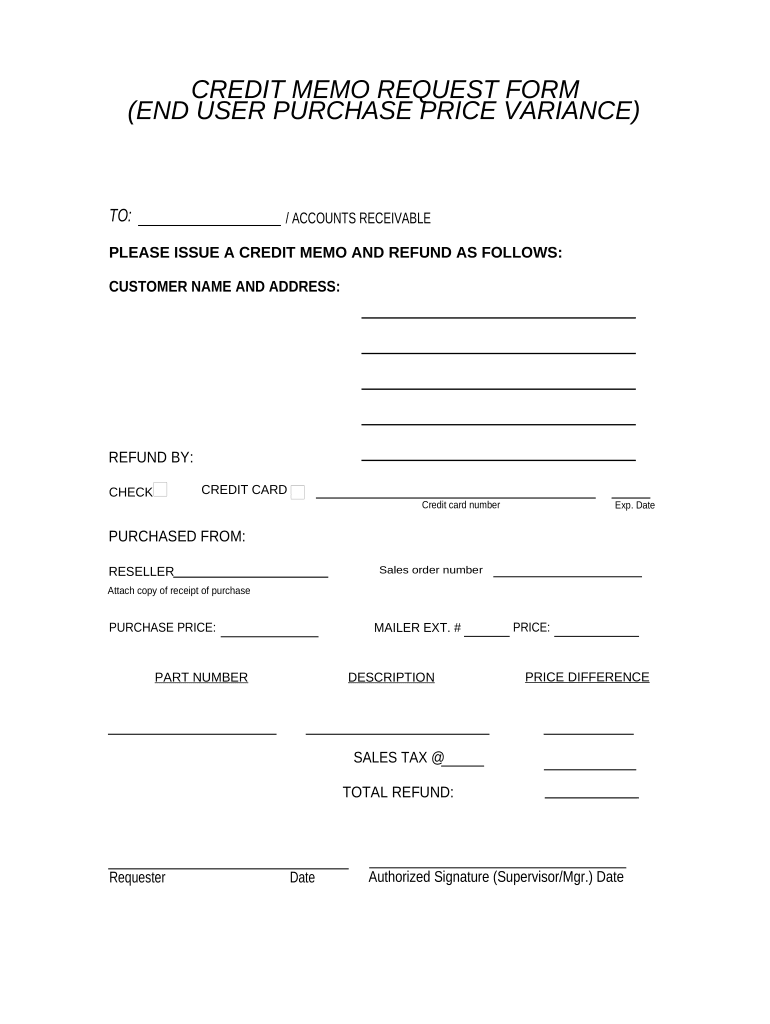 Credit Memo Request Form