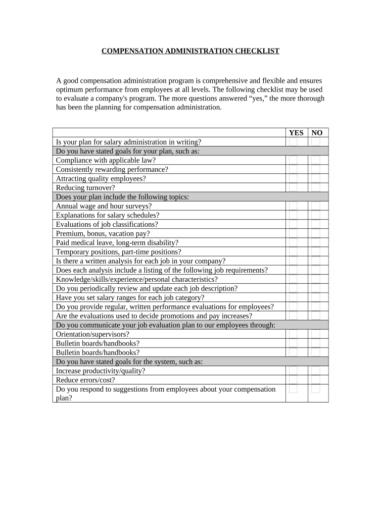 Administration Checklist  Form