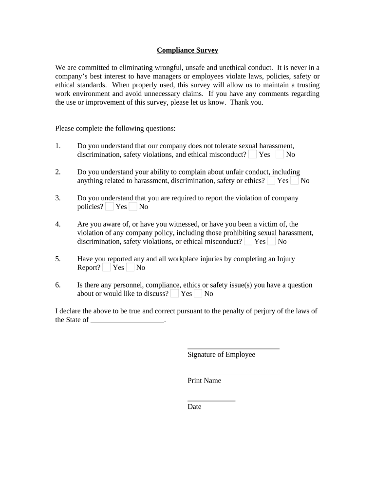 Compliance Survey  Form