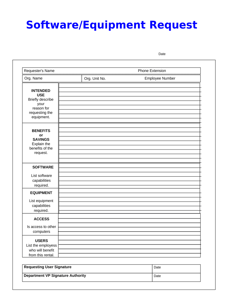 Software Equipment Request  Form