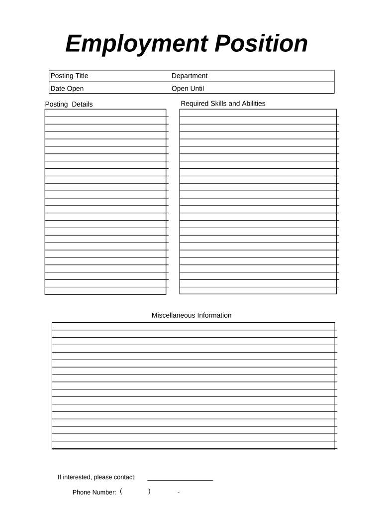 Employment Position Announcement  Form