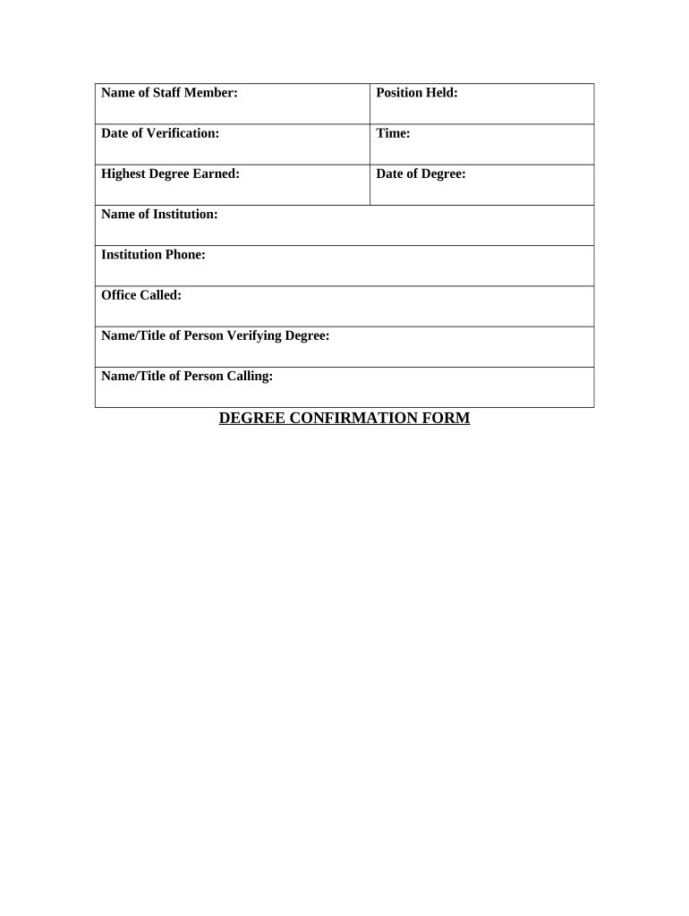 Degree Confirmation Form