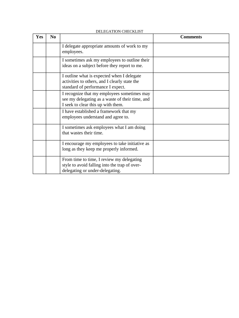 Delegation Checklist  Form