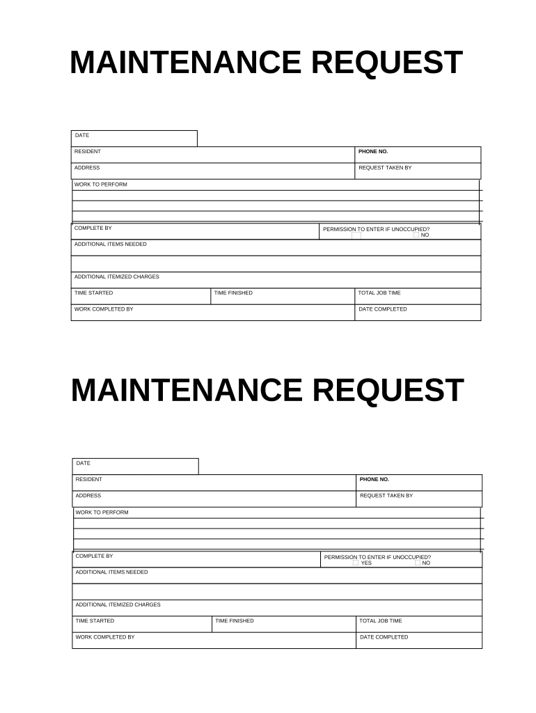 Maintenance Request  Form