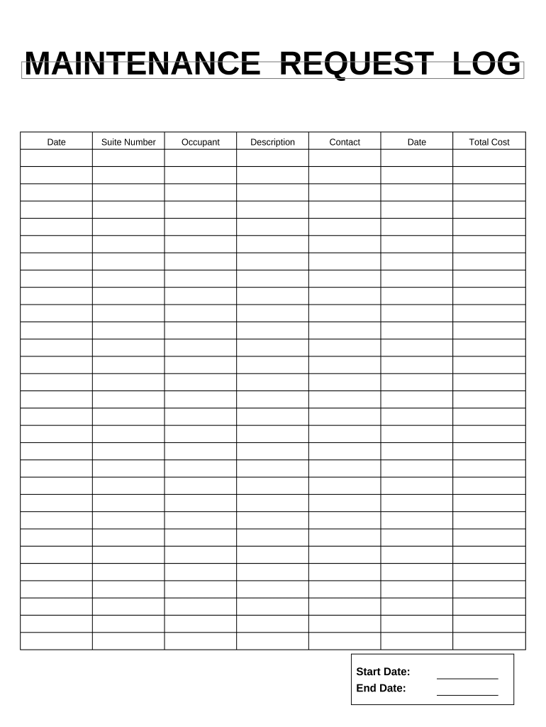 Maintenance Log  Form