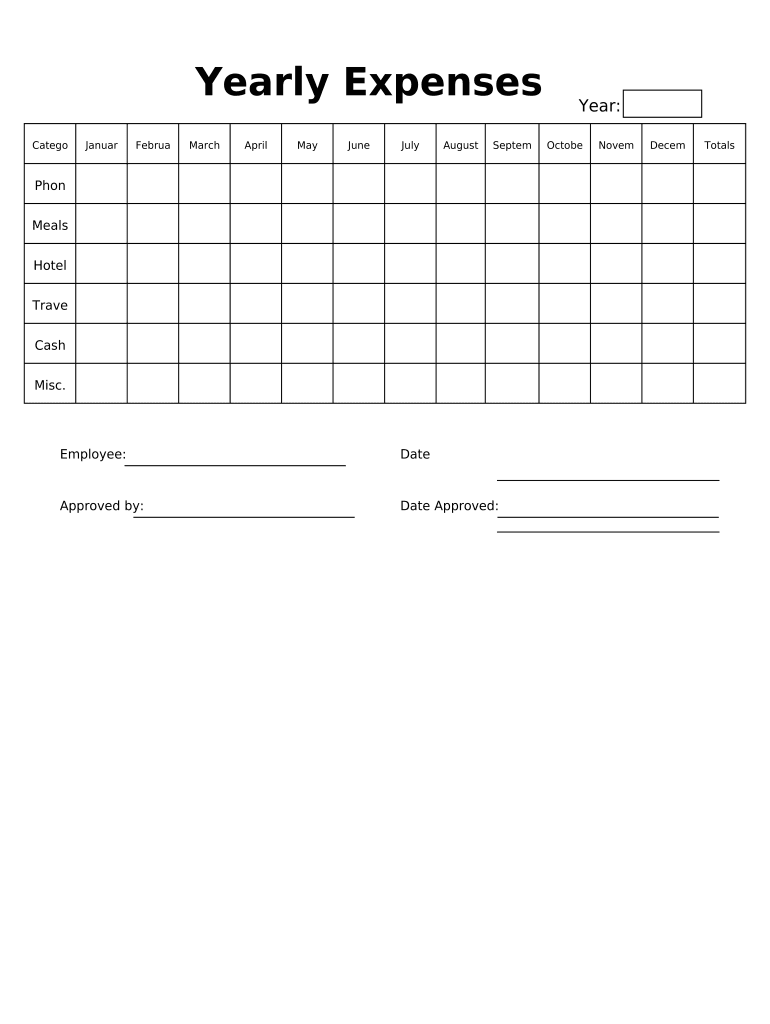 Yearly Expenses  Form