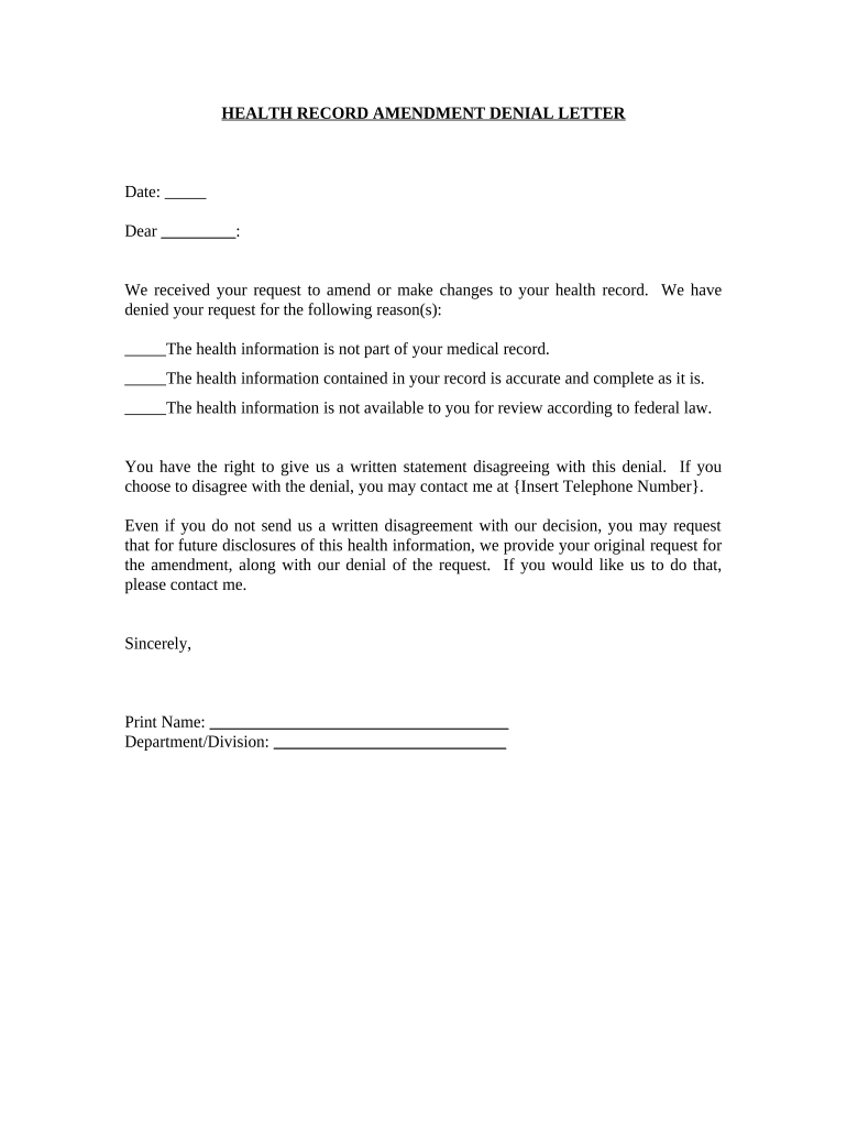 Amendment Letter  Form