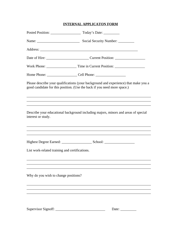 Internal Application Form