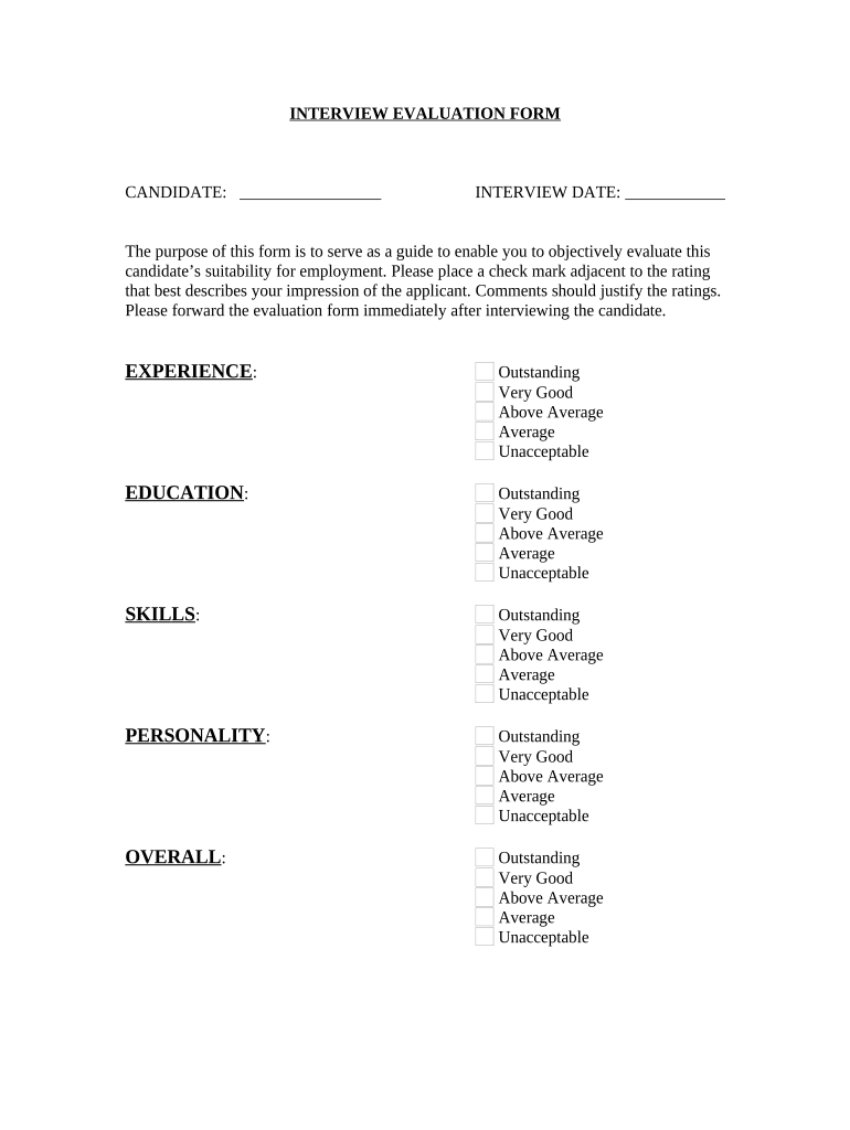 Interview Evaluation Sheet  Form