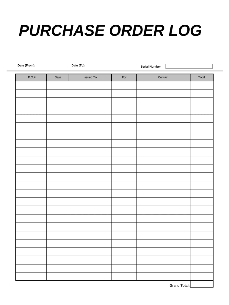 Purchase Order Log  Form