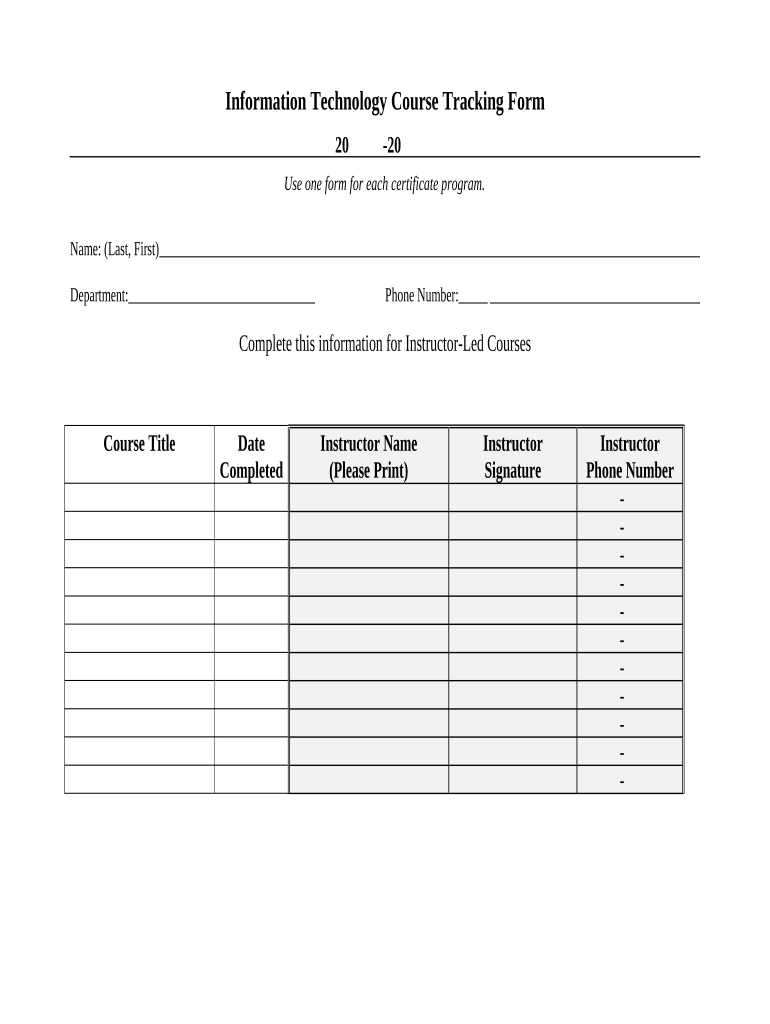 Information Technology Course Tracking Form