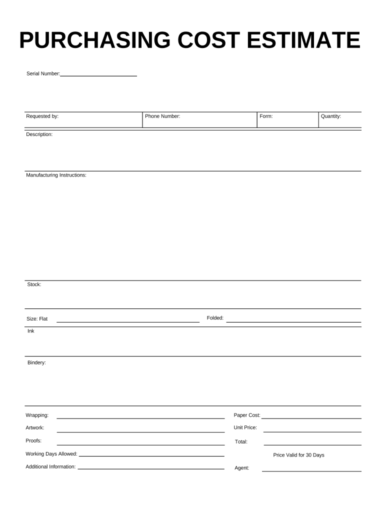 Purchasing Cost Estimate  Form