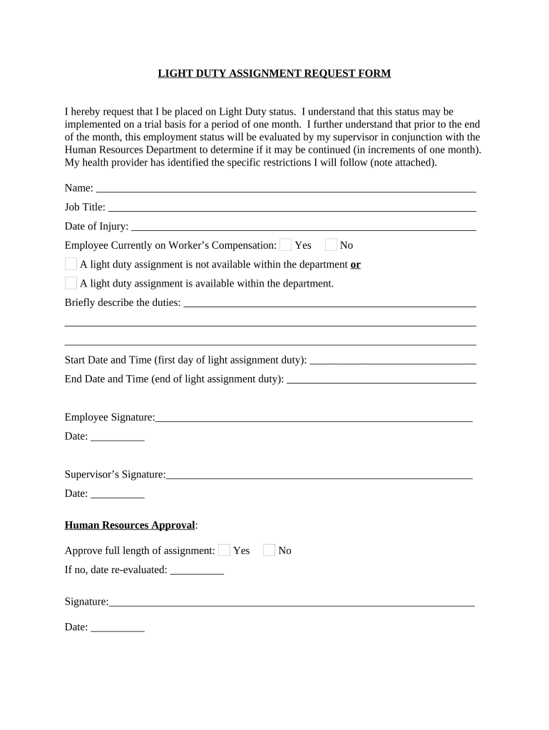 Light Duty  Form