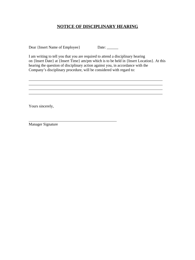 Disciplinary Hearing  Form