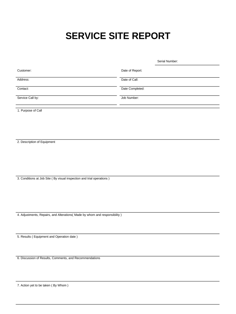 Service Site Report  Form