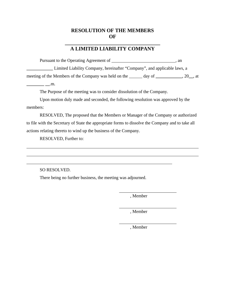 Dissolve Companies Form