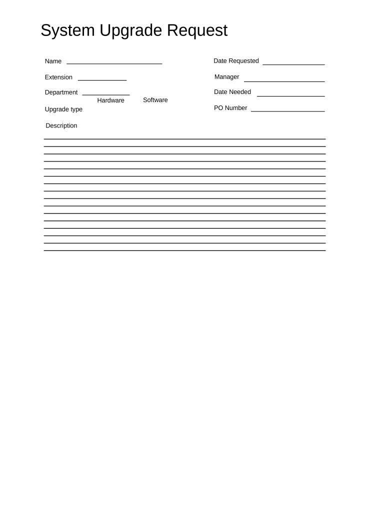 System Upgrade Request  Form