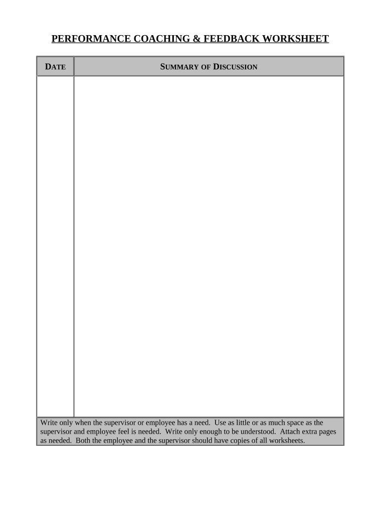 Performance Coaching and Feedback Worksheet