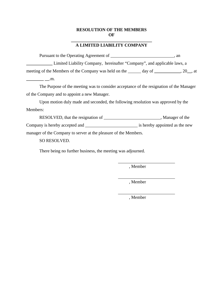 Llc Resignation  Form