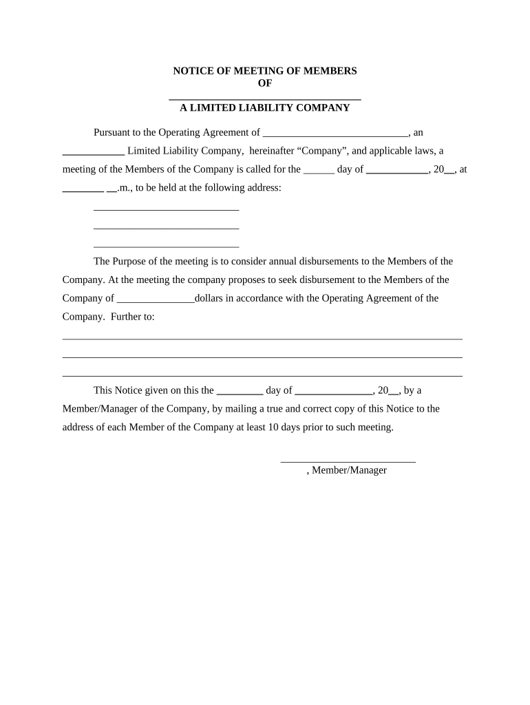 Notice Meeting Llc  Form