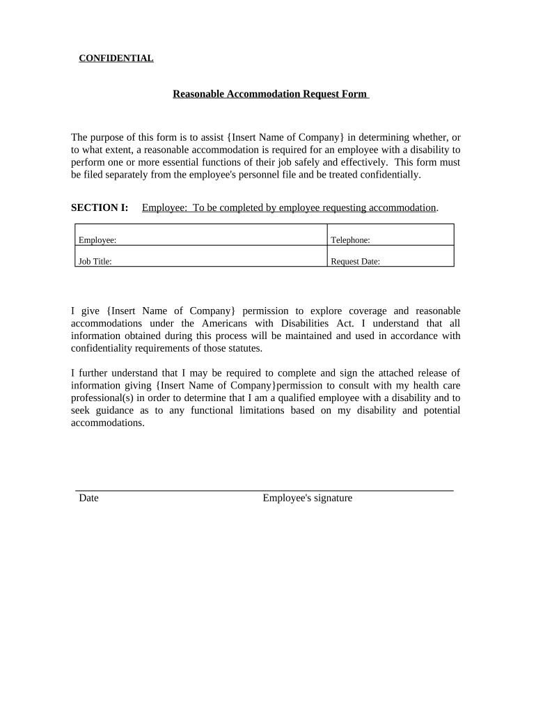 Reasonable Accommodation  Form