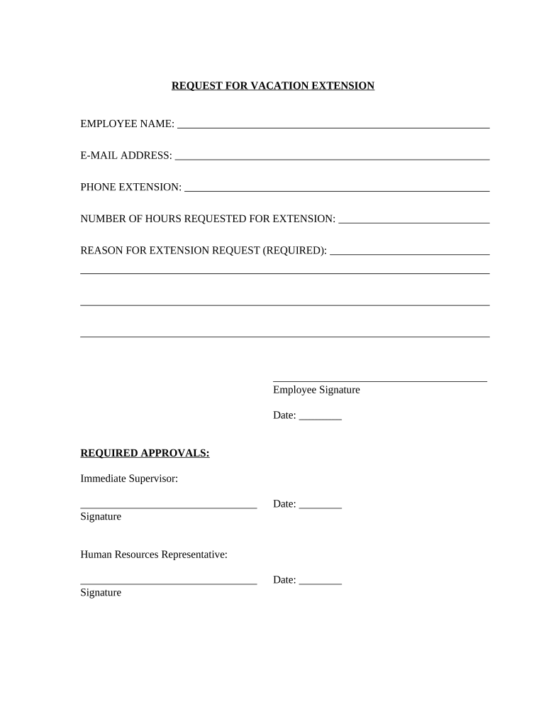 Request for Vacation Extension  Form