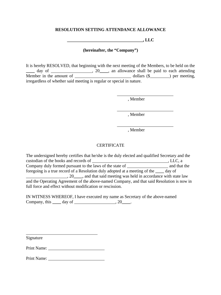 Resolution Llc Members  Form