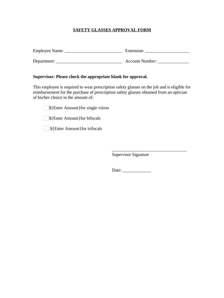 Safety Glasses Approval Form