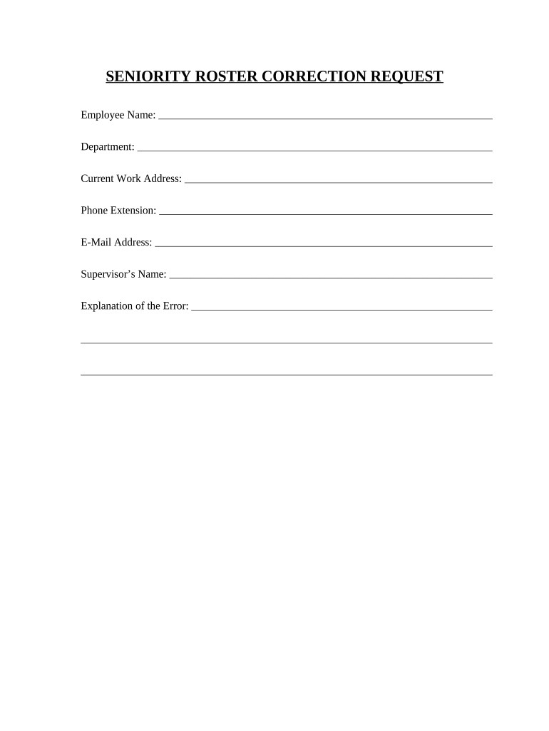 Seniority Roster Correction Request  Form