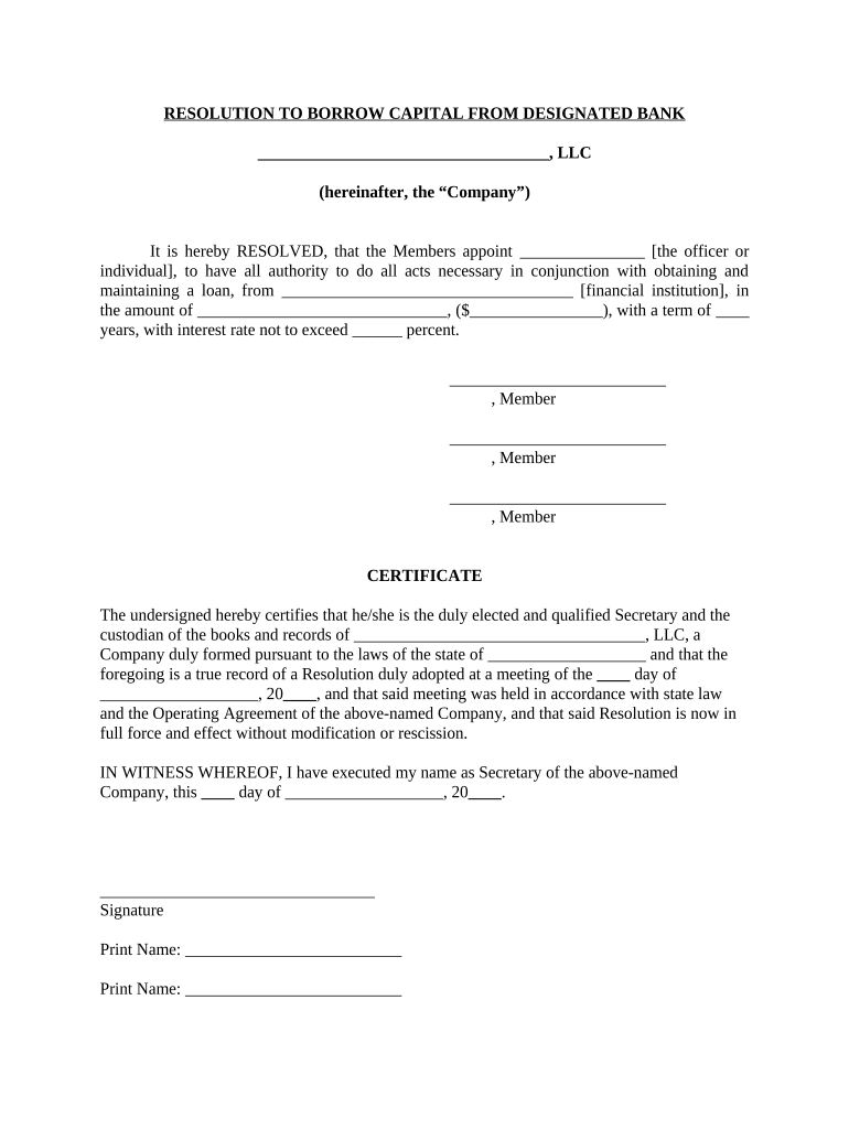 Resolution Llc Bank  Form