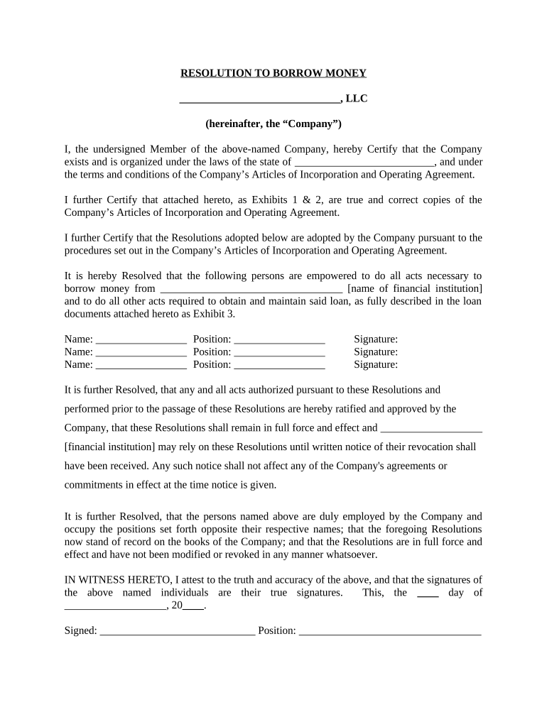 Resolution Members  Form