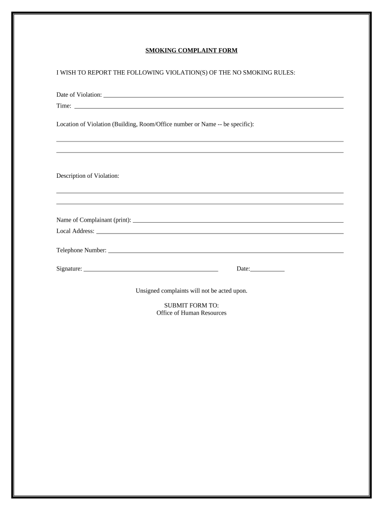 Smoking Complaint Form