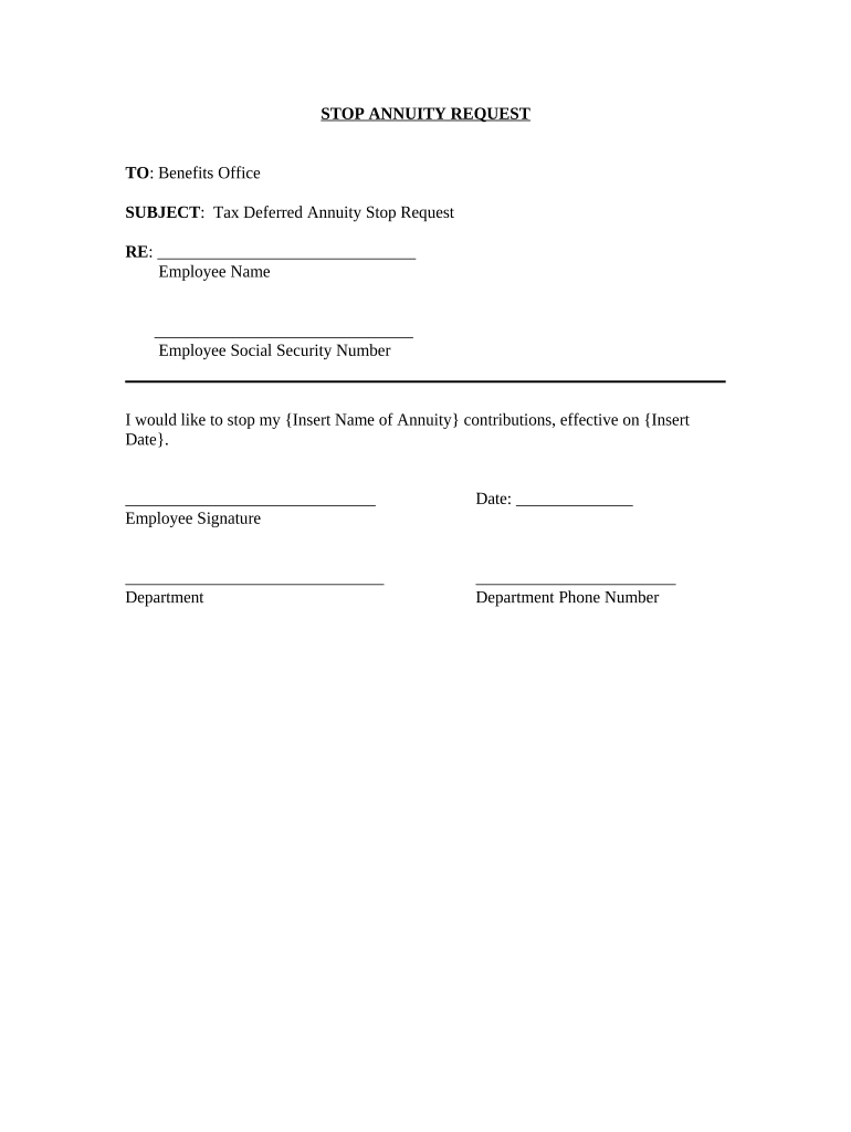 Stop Annuity Request  Form