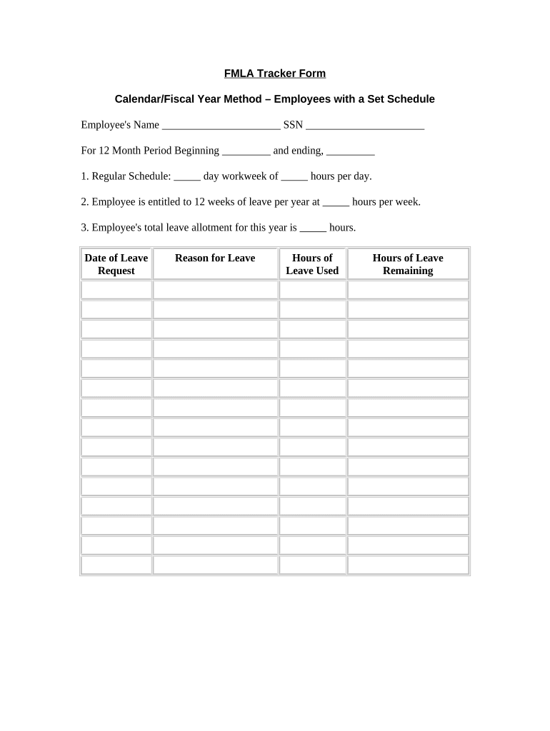 Fmla Calendar  Form